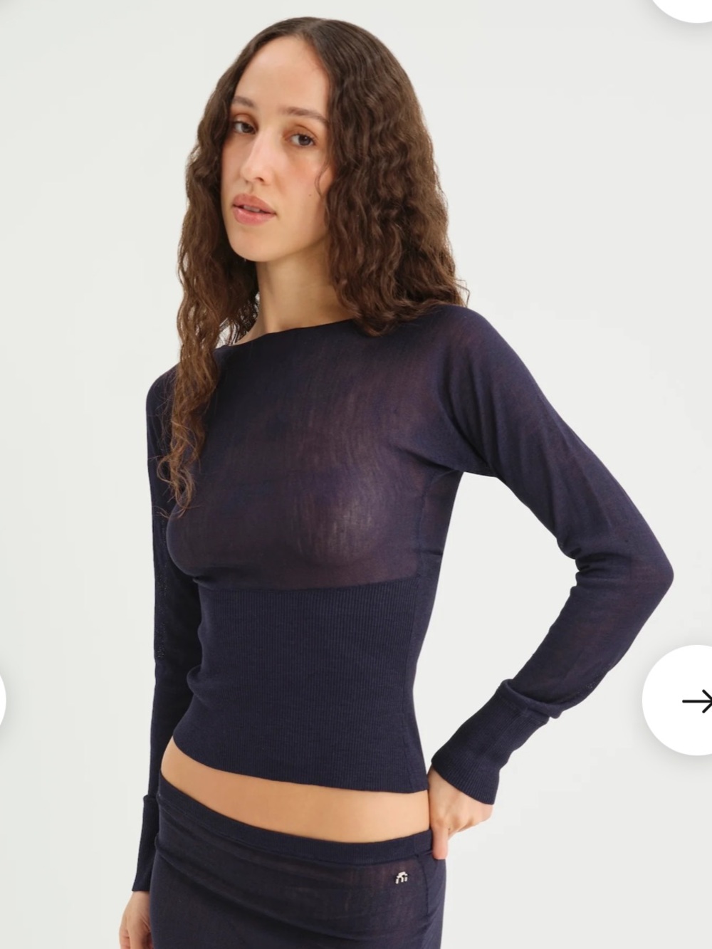 MIAOU Odessa Navy Long-Sleeve Slim Knit Top